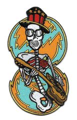 Deadhead Skeleton Iron On Biker Patch