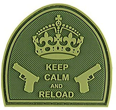 KEEP CALM AND RELOAD PVC HOOK BACKING PATCH - GREEN