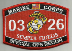 0326 SPECIAL OPS RECON USMC MOS MILITARY PATCH SEMPER FIDELIS