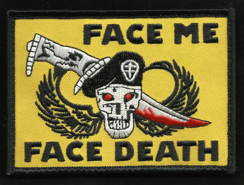 FACE ME FACE DEATH SKULL DAGGER WINGS MILITARY PATCH