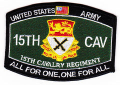 15th CAVALRY REGIMENT ARMY PATCH - ALL FOR ONE, ONE FOR ALL