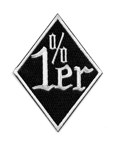 1%er One Percenter White Diamond Embroidered Patch