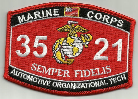 3521 USMC "AUTOMOTIVE ORGANIZATIONAL TECH" MOS MILITARY PATCH