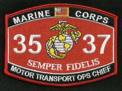 3537 USMC "MOTOR TRANSPORT OPS CHIEF" MOS MILITARY PATCH