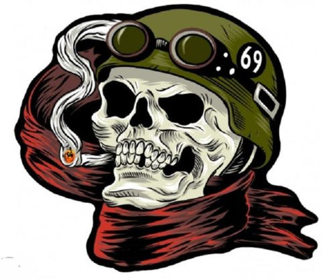 69 HELMET DEATH SKULL Motorcycle MC CLub LARGE Back Patch