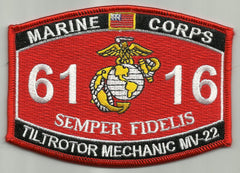 6116 USMC "TILTROTOR MECHANIC MV-22" MOS MILITARY PATCH