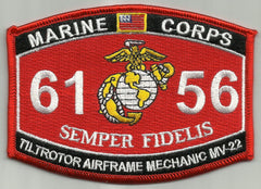 6156 USMC "TILTROTOR AIRFRAME MECHANIC MV-22"  MOS MILITARY PATCH