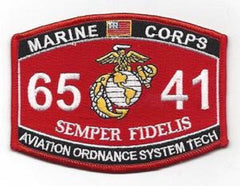 6541 USMC "AVIATION ORDNANCE SYSTEM TECH" MOS MILITARY PATCH