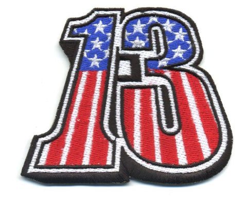 Number Thirteen 13 USA Flag Vintage Style Patch