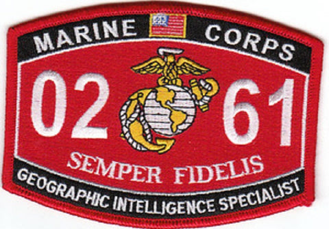 0261 GEOGRAPHIC INTELLIGENCE SPECIALIST USMC MOS MILITARY PATCH SEMPER FIDELIS