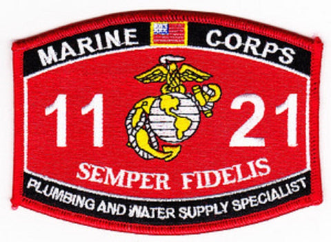 1121 USMC "PLUMBING AND WATER SUPPLY SPECIALIST" MOS MILITARY PATCH