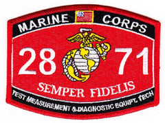 2871 USMC "TEST MEASUREMENT & DIAGNOSTIC EQUIPMENT TECHNICIAN" MOS MILITARY PATCH