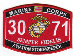 3071 USMC "AVIATION STOREKEEPER" MOS MILITARY PATCH