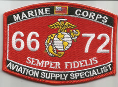 6672 USMC "AVIATION SUPPLY SPECIALIST" MOS MILITARY PATCH