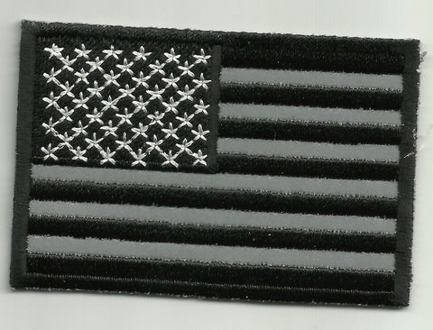 REFLECTIVE USA AMERICAN FLAG BLACK MILITARY/BIKER PATCH