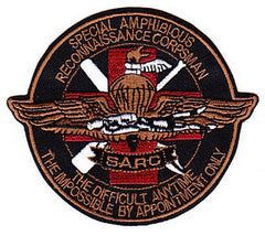 United States Navy and Marine Corps SPECIAL AMPHIBIOUS RECONNAISSANCE CORPSMAN Military Patch SARC THE DIFFICULT ANYTIME THE IMPOSSIBLE BY APPOINTMENT ONLY