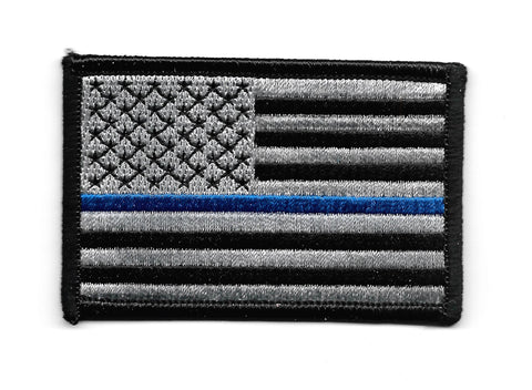 Thin Blue Line USA Flag Iron-On Patch
