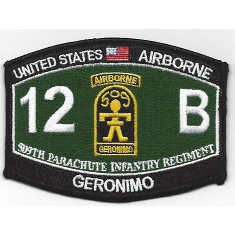 509th Parachute Infantry Regiment 12B Airborne Geronimo Army Patch