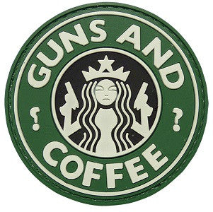 GUNS AND COFFEE 3D PVC HOOK BACKING PATCH - GREEN