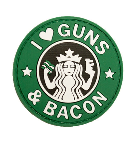 GUNS AND BACON 3D PVC HOOK BACKING PATCH - GREEN