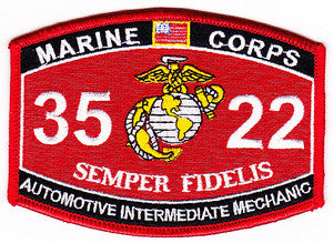 3522 USMC "AUTOMOTIVE INTERMEDIATE MECHANIC" MOS MILITARY PATCH