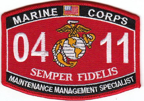 0411 MAINTENANCE MANAGEMENT SPECIALIST USMC MOS MILITARY PATCH SEMPER FIDELIS