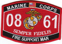 0861 FIRE SUPPORT MAN USMC MOS MILITARY PATCH