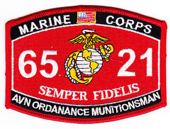 6521 USMC "AVN ORDANANCE MUNITIONSMAN" MOS MILITARY PATCH