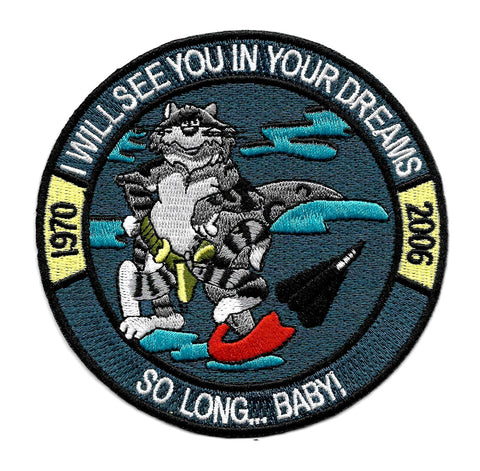 F-14 Tomcat I WILL SEE YOU IN YOUR DREAMS 1970 - 2006 SO LONG... BABY! Military Patch
