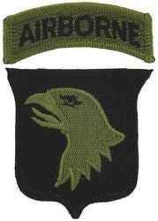 101st AIRBORNE DIVISION ARMY MILITARY PATCH & TAB OD GREEN